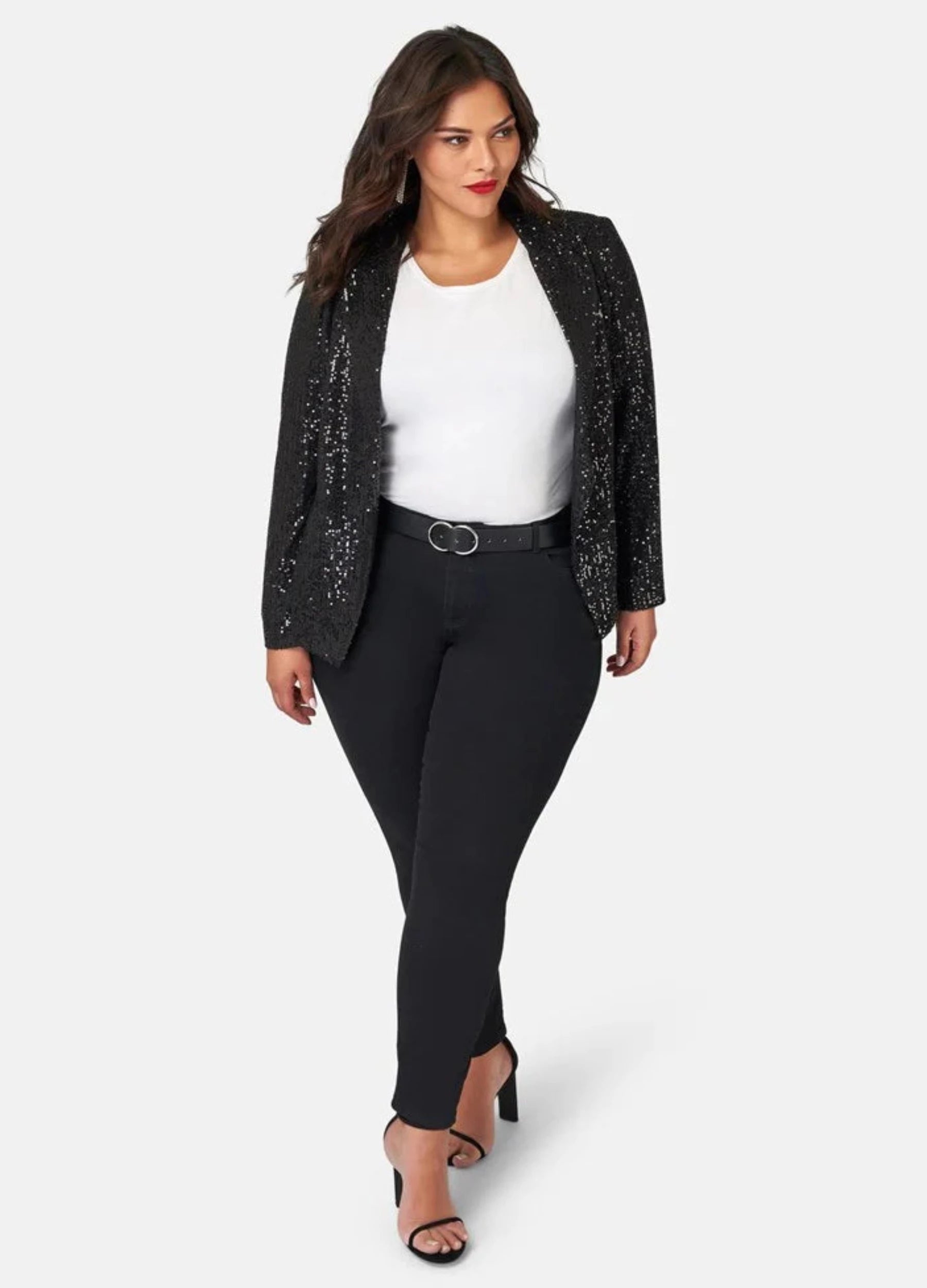 Black sequin jacket edge to edge design