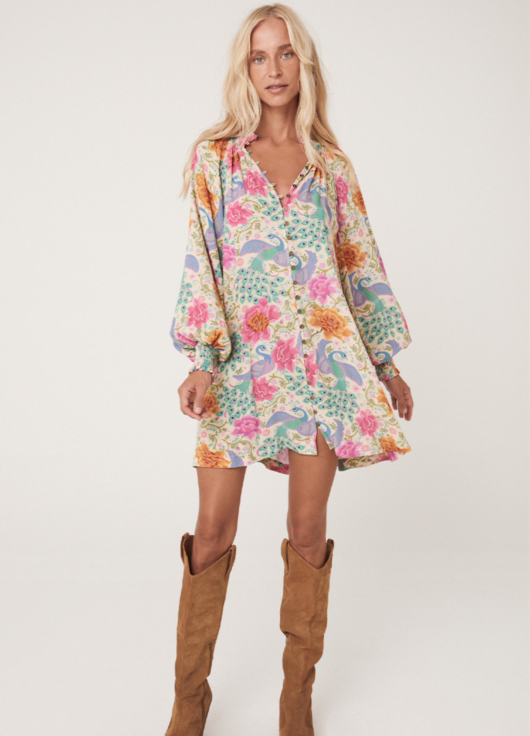 Spell Boheme Button Though Mini Dress