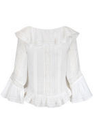 Spell Fleur Lace Frill Blouse in white