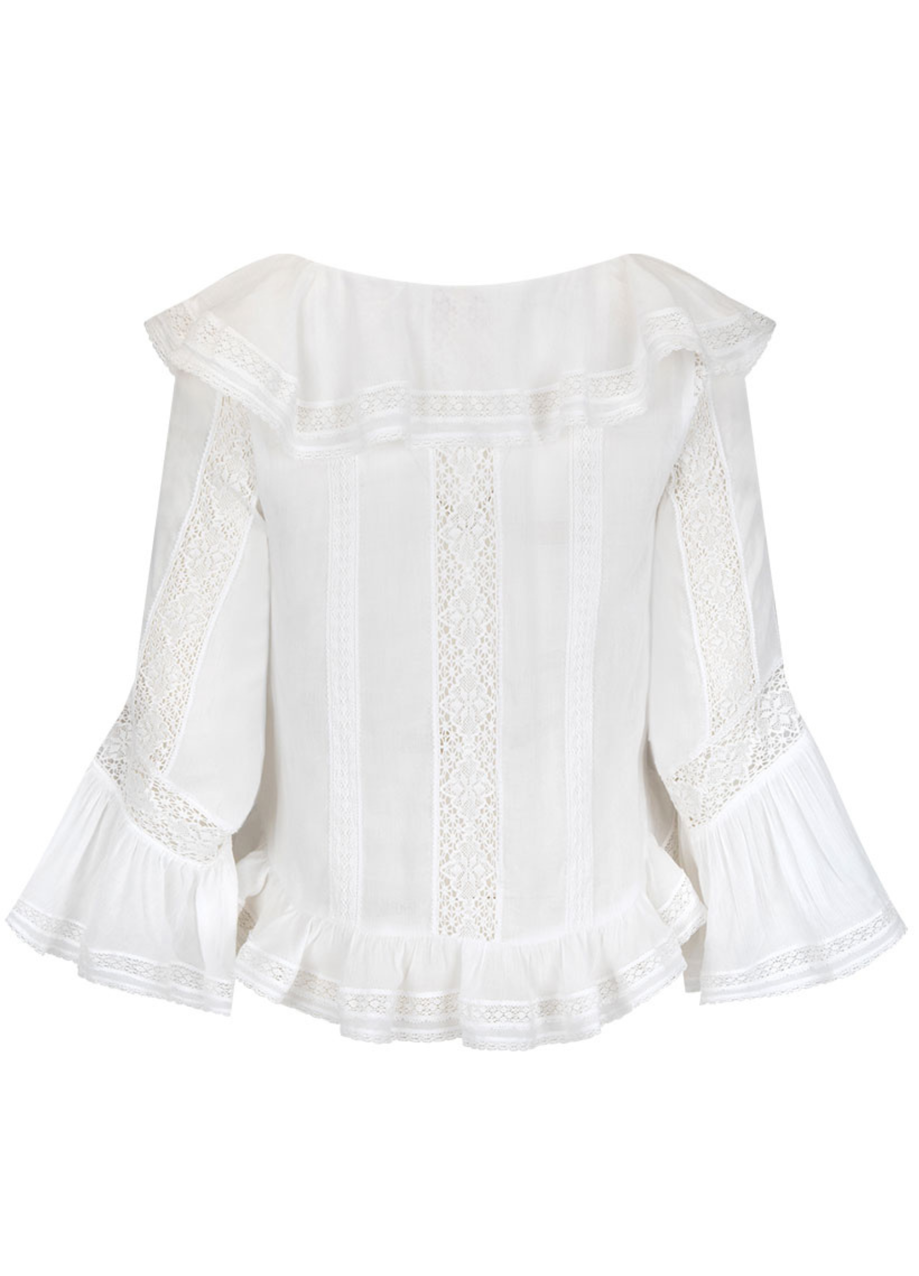 Spell Fleur Lace Frill Blouse in white