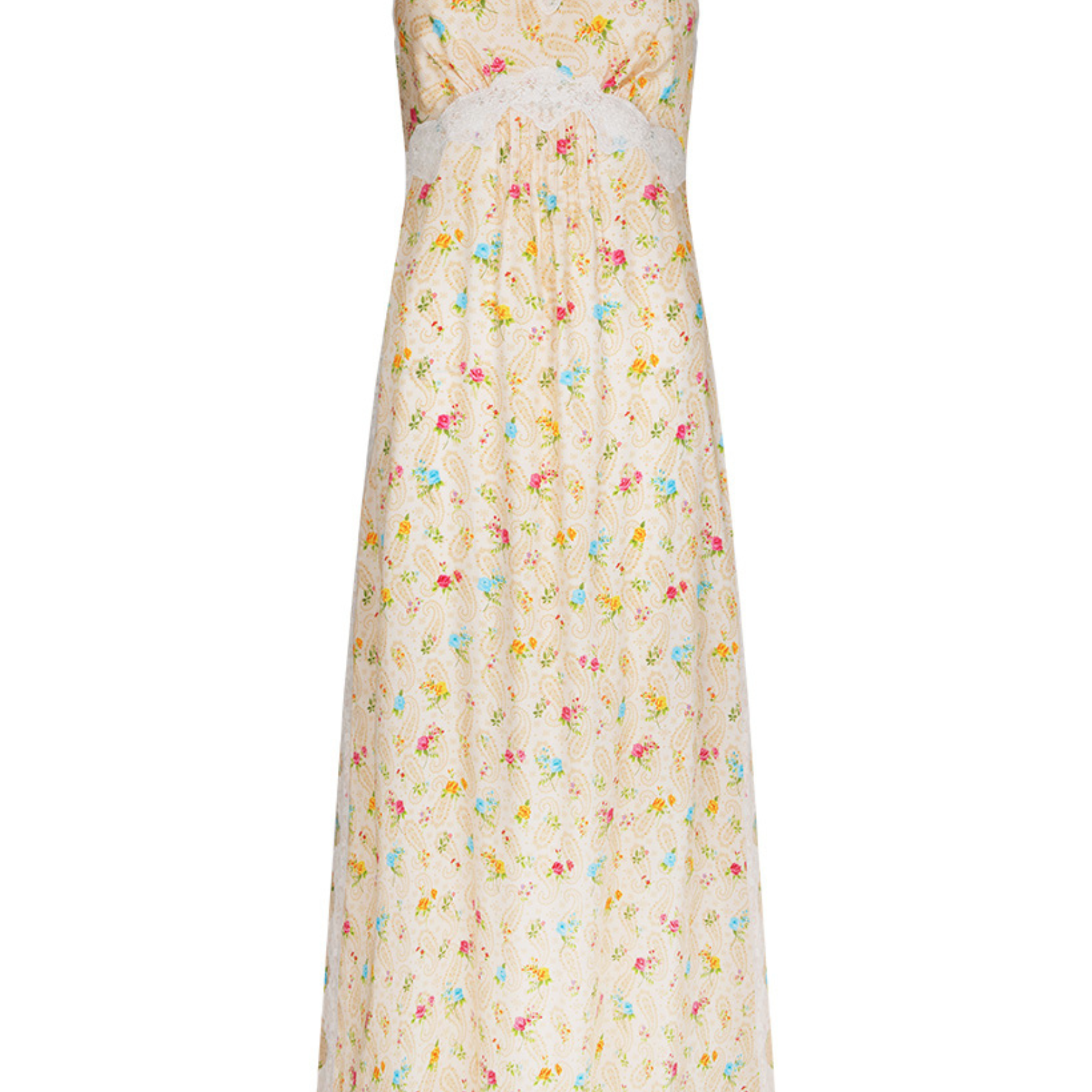Spell Fleur slip dress in ditzy floral with lace trims