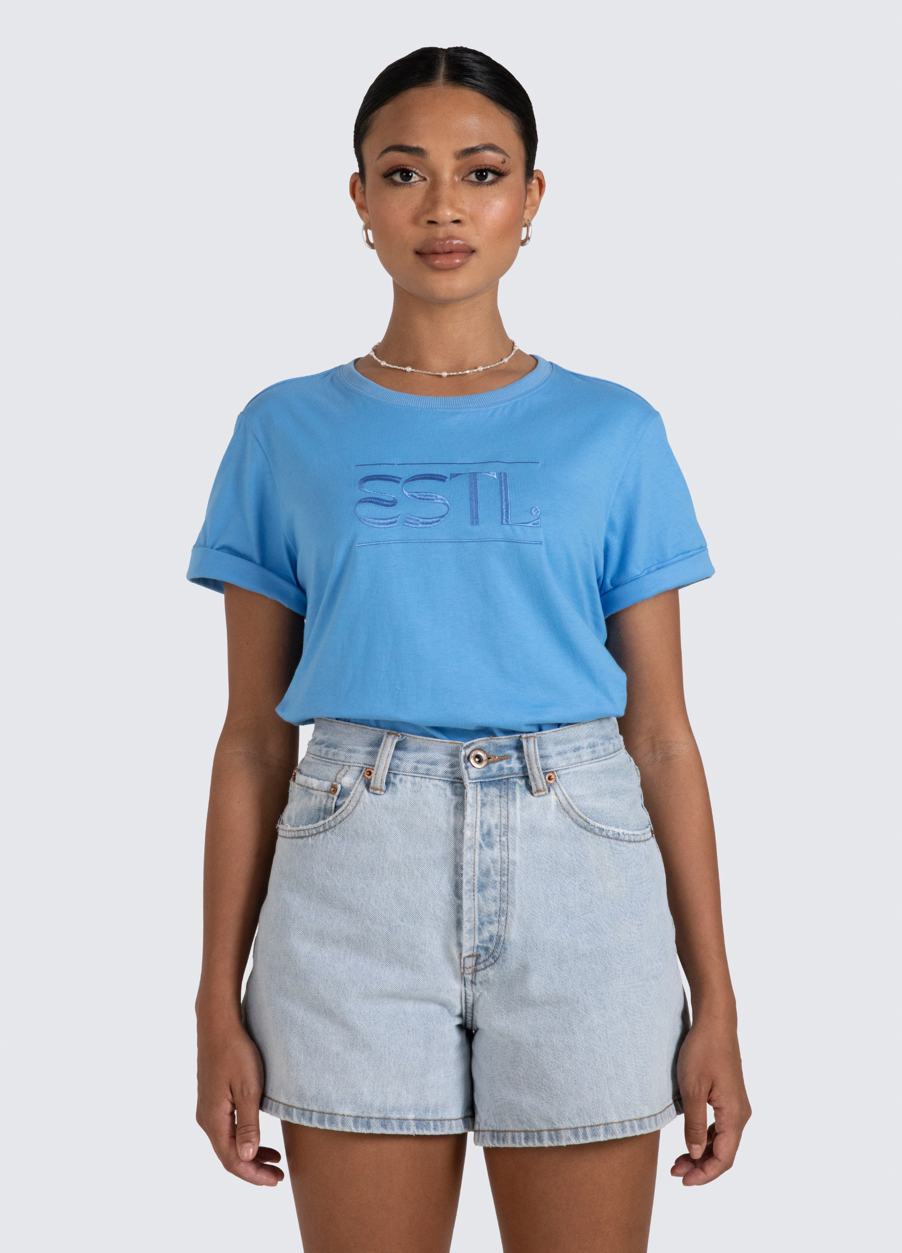 Cornflower Blue ESTL logo tshirt in cotton