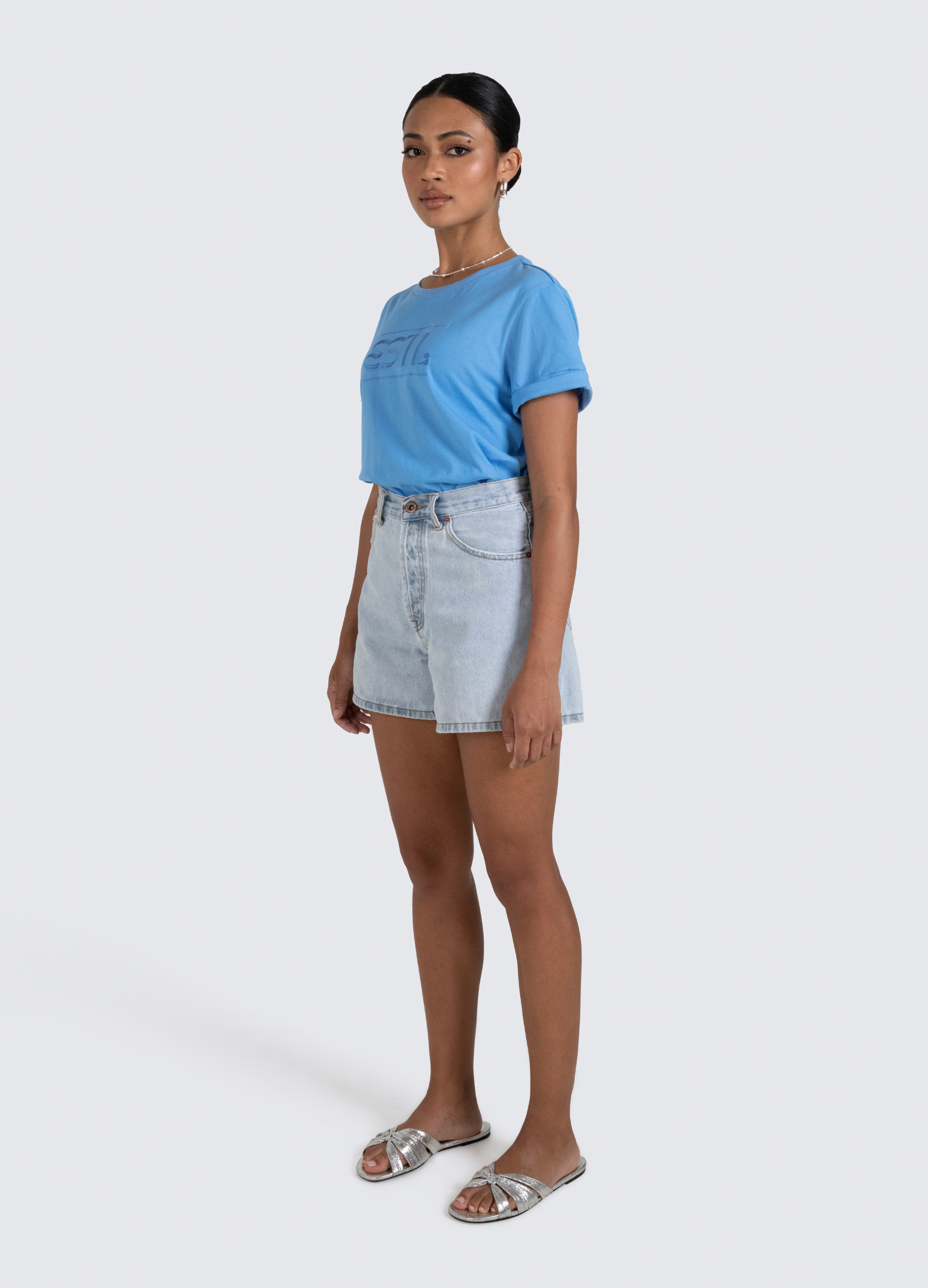 Cornflower Blue ESTL logo tshirt in cotton