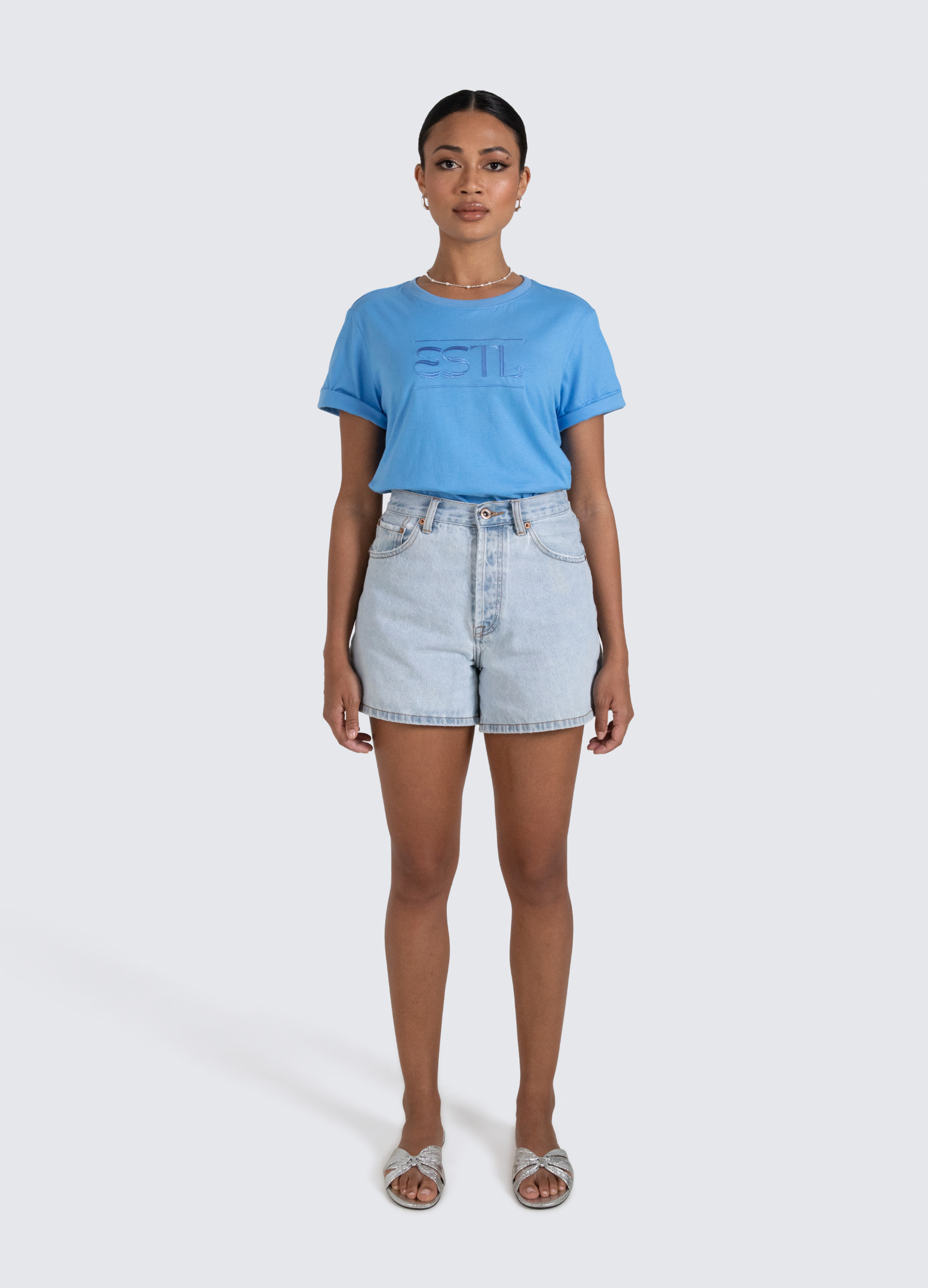 Cornflower Blue ESTL logo tshirt in cotton