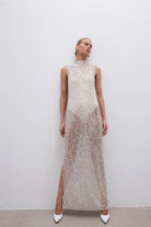 Silver embellished maxi dress from Shona Joy