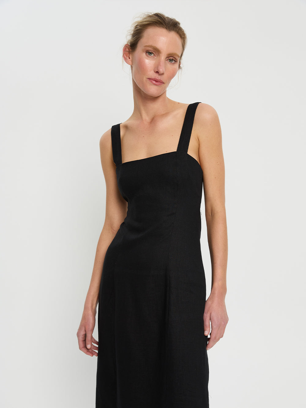 Black midi dress with tie back  from Kivari 