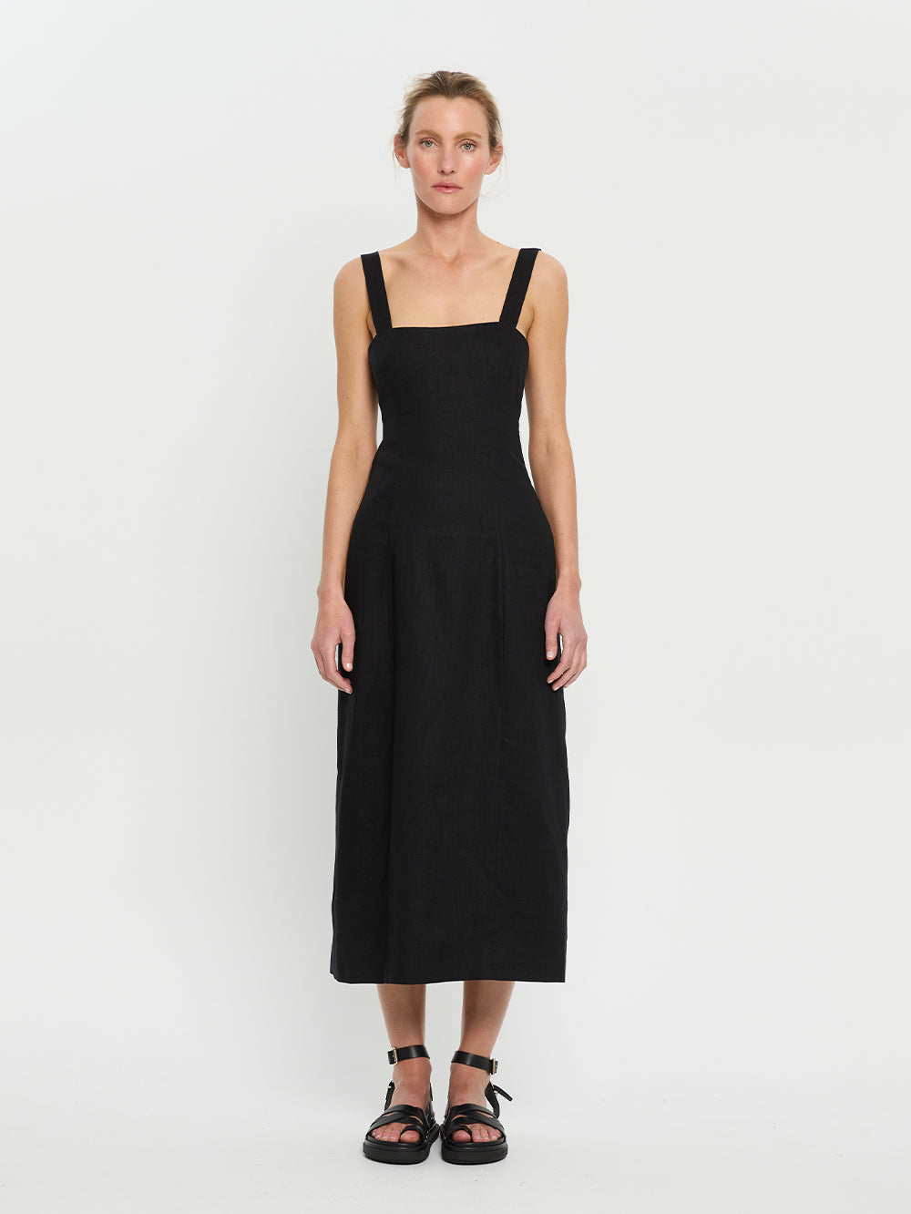 Black midi dress with tie back  from Kivari 