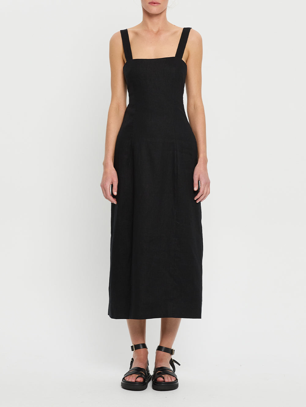 Black midi dress with tie back  from Kivari 