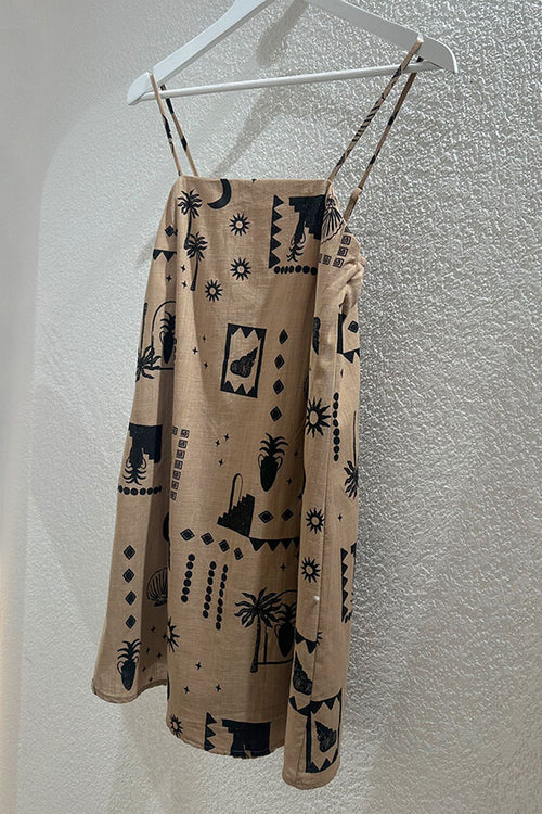 Shell Print Mini Sundress in Linen