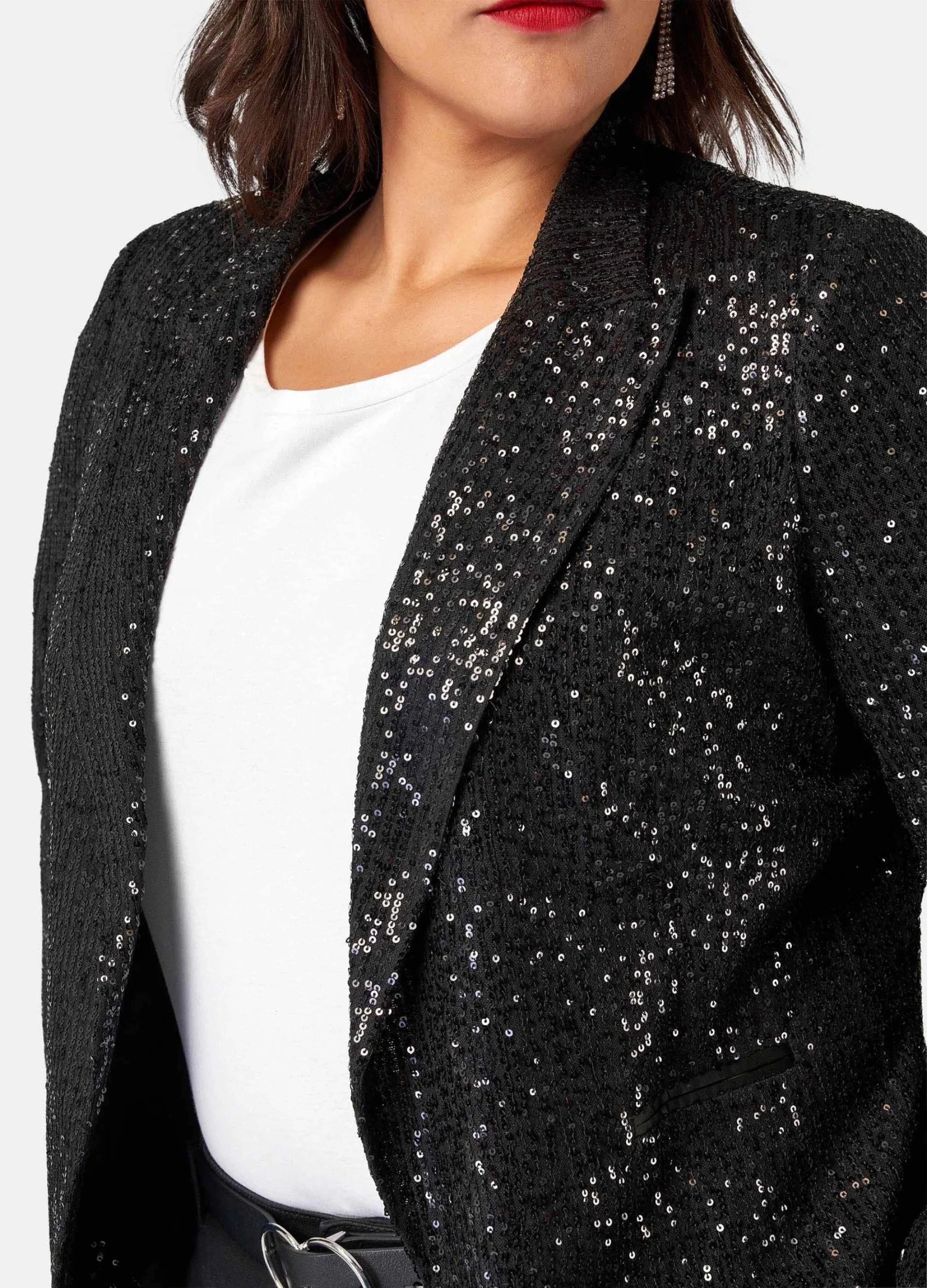 Black sequin jacket edge to edge design