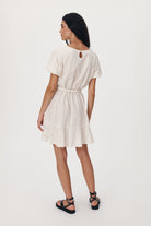 White sustainable cotton mini dress with belt