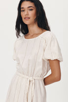 White sustainable cotton mini dress with belt