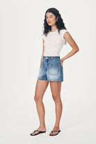 Mid wash denim shorts from Rowie the Label