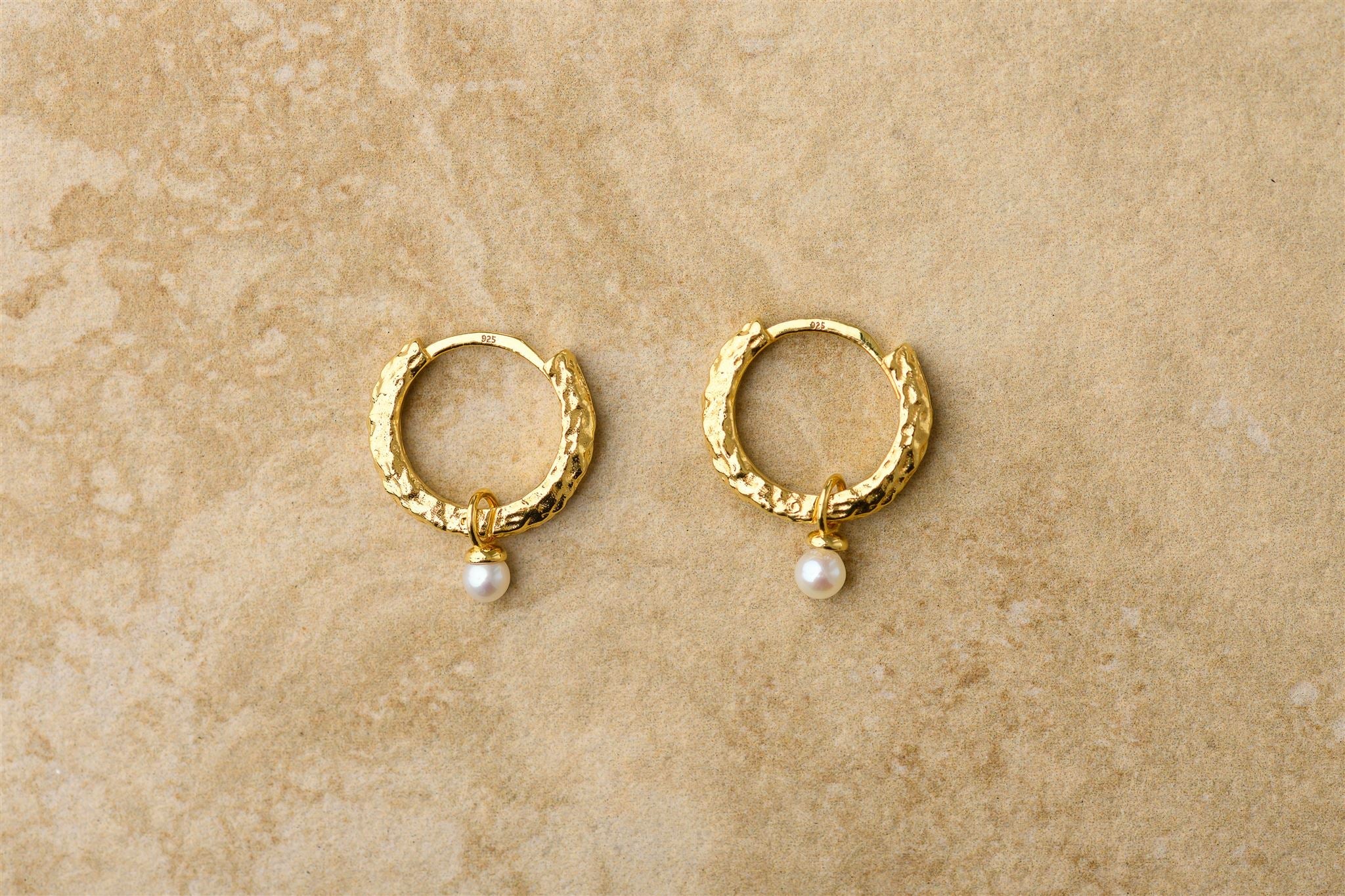 Gold Hoop earrings with pearl from indigo and wolfe