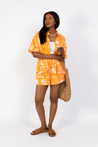 Orange printed shirt set from She Creates Stories 