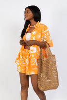 Orange printed shirt set from She Creates Stories 