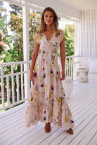 Floral print maxi dress in rayon