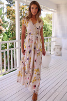 Floral print maxi dress in rayon