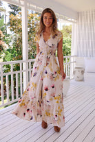 Floral print maxi dress in rayon