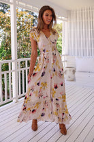 Floral print maxi dress in rayon