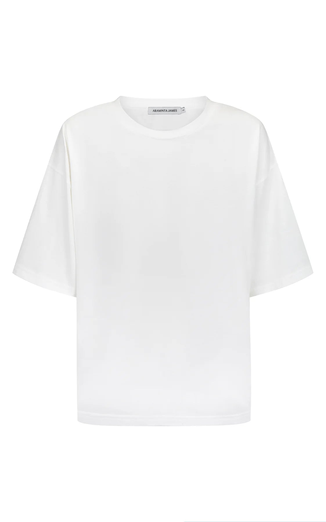 White tee with black motif on back saying Mon Cheri