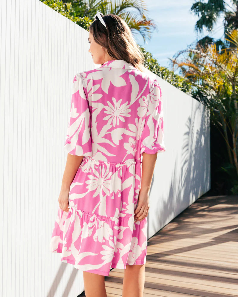 Pink and white floral mini dress 2