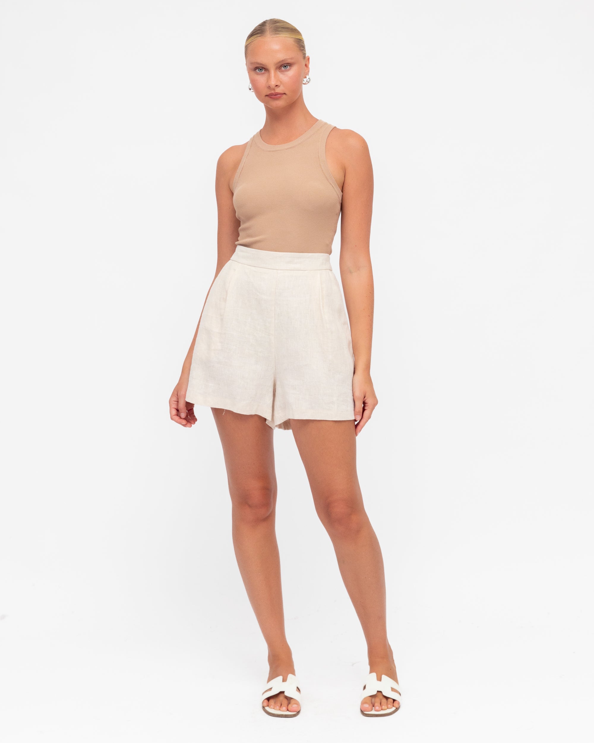 Neutral short from white closet