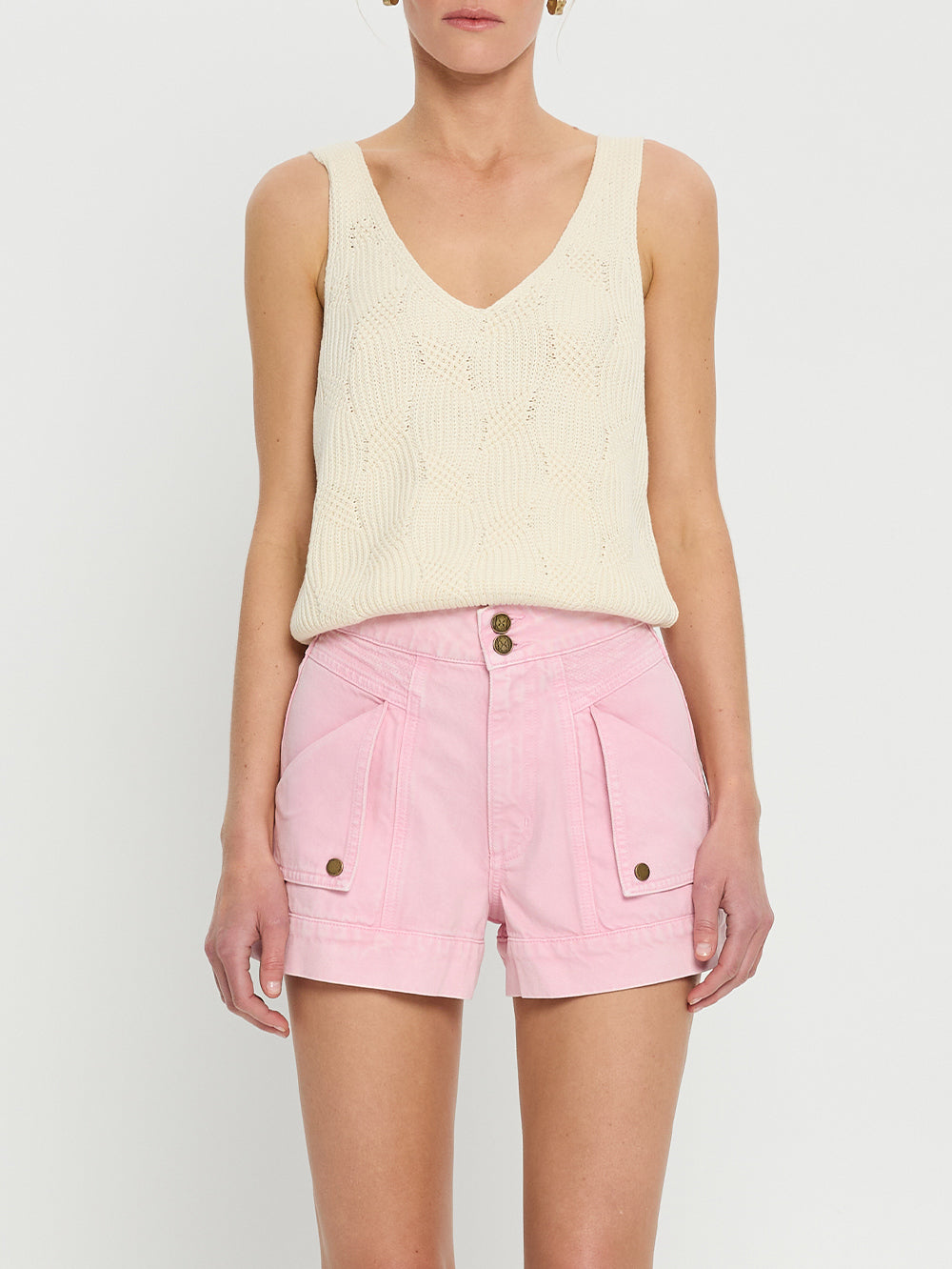 Pink Denim Short from Kivari with patch pockets