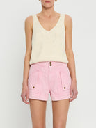 Pink Denim Short from Kivari with patch pockets