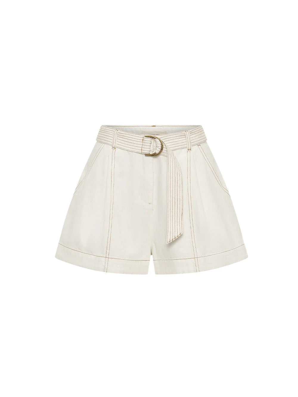 Pippa Denim Shorts in Sand with belt