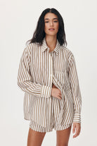 Neutral stripe sustainable cotton shirt