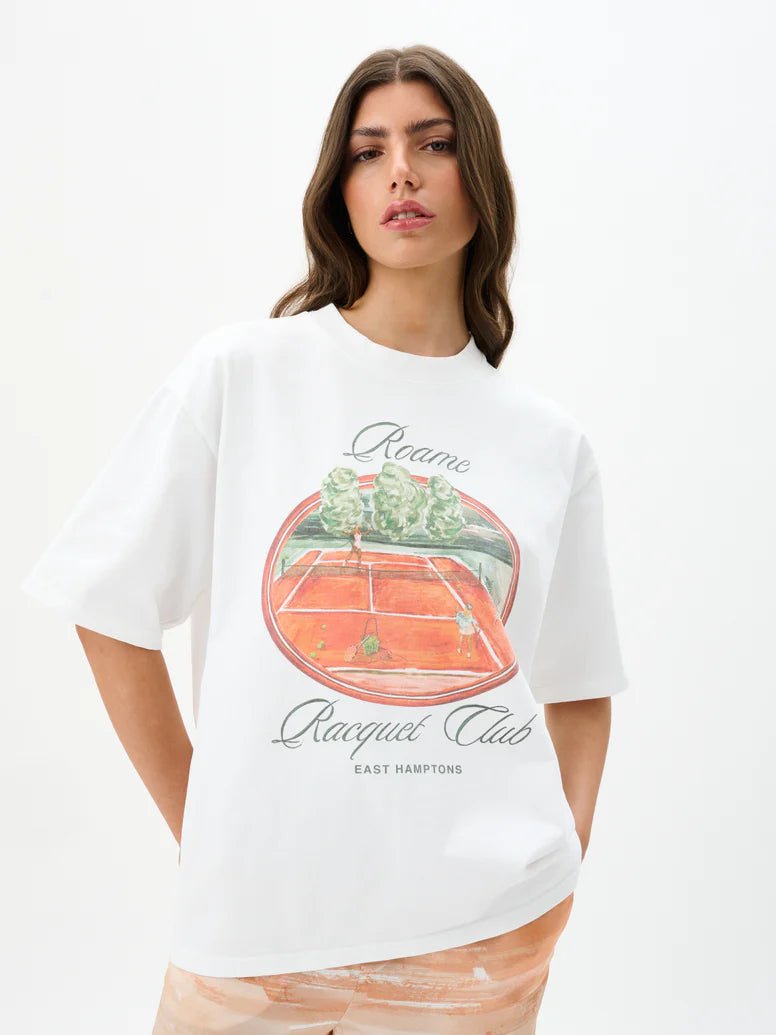 Roame Racquet Club TShirt with tennis club motif