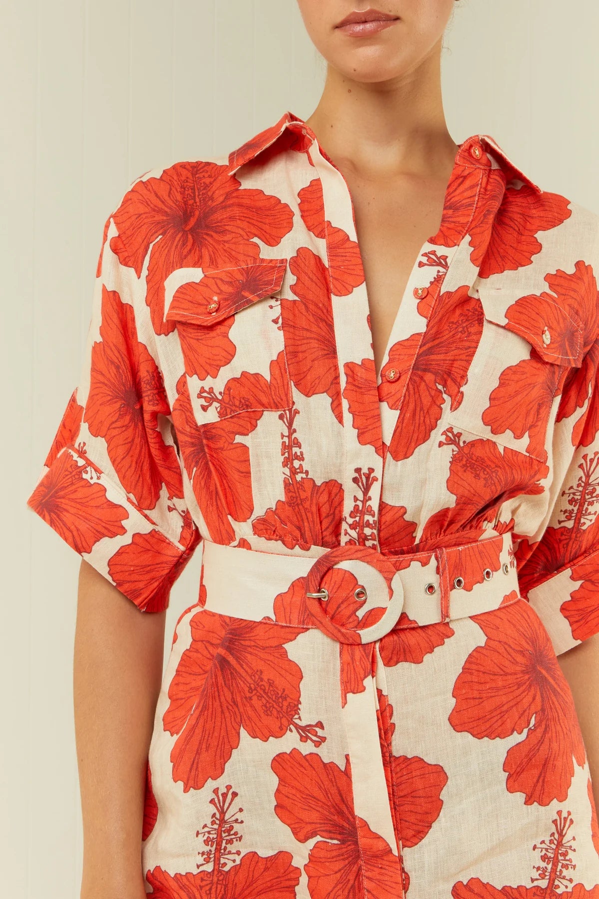 Red Hibiscus Shirt Dress from Palm Noosa