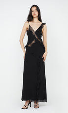 Black Maxi Dress with Black Lace Detailing