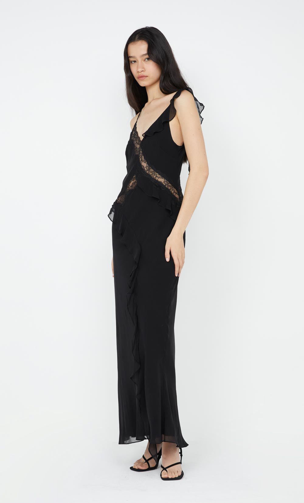 Black Maxi Dress with Black Lace Detailing