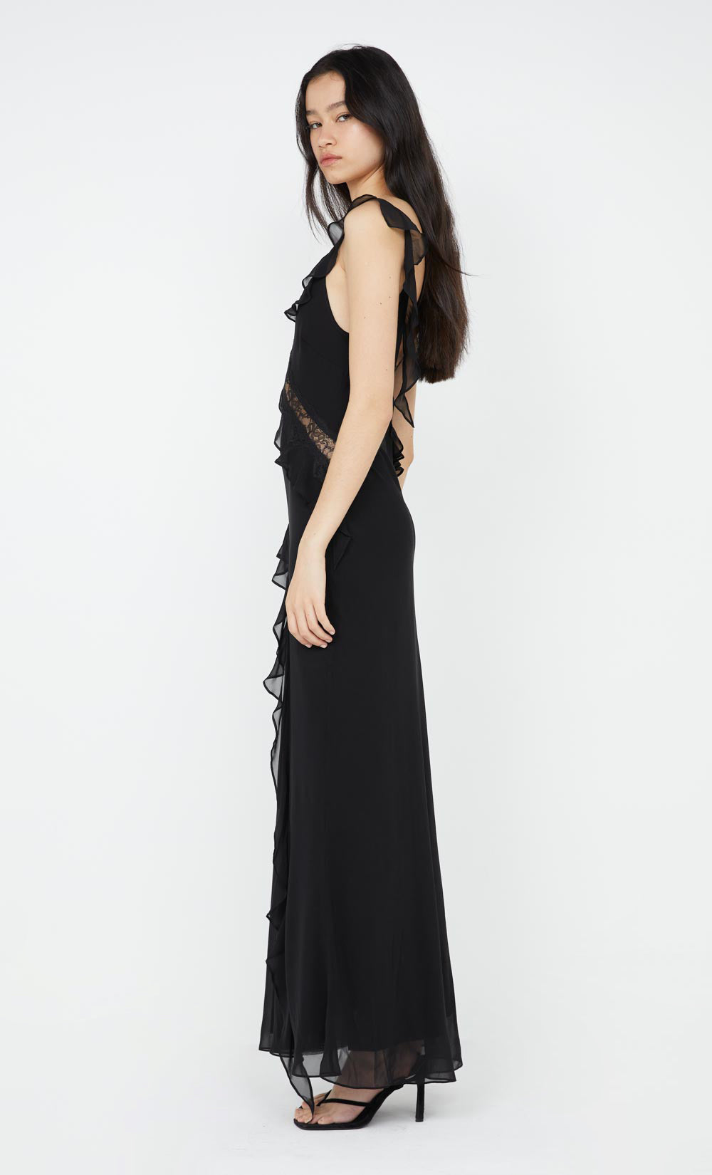 Black Maxi Dress with Black Lace Detailing