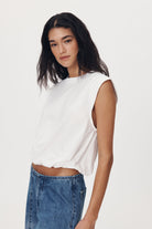 Organic cotton white tee with bubble hem detail