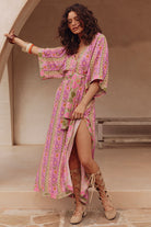 Pink Floral Gown with V neck from Spell Goldie Collection