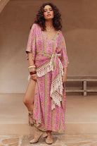 Pink Floral Gown with V neck from Spell Goldie Collection