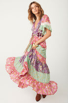 Tiered Ruffle Dress in multicolour beatnik floral print from Spell