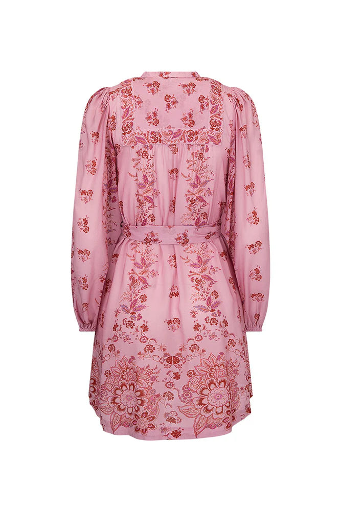 Pink Floral Tunic Dress with elasticated sleeve. 