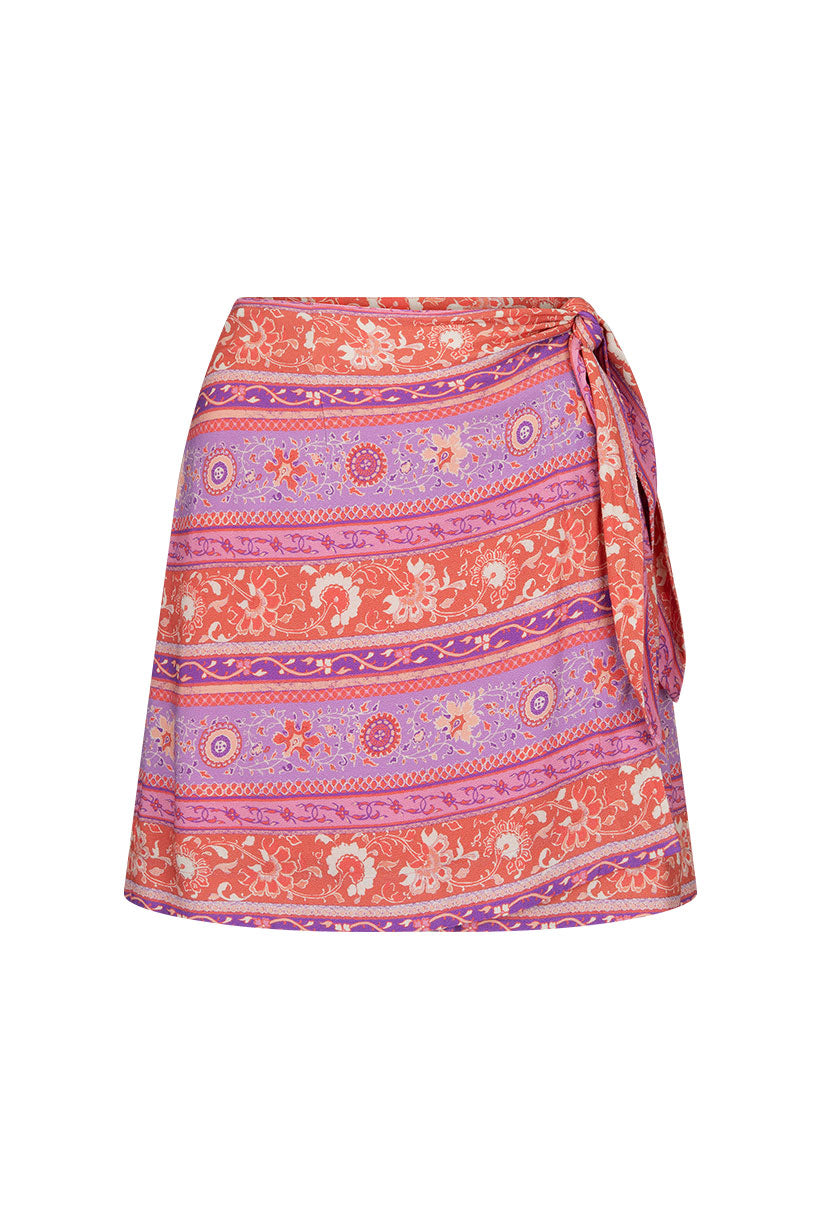 Wrap mini skirt from Spell in the Sunshine bandit cayenne colour print