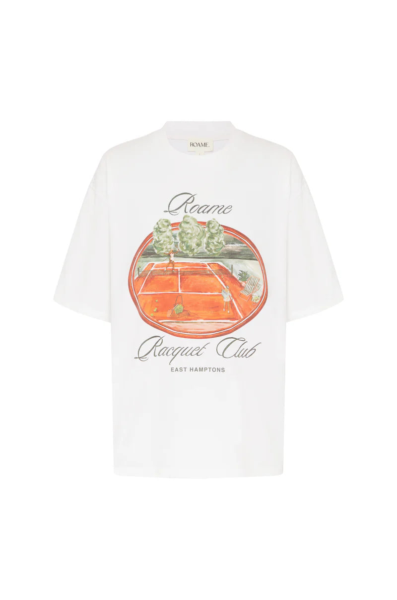 Roame Racquet Club TShirt with tennis club motif