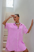 Terry Towelling Dress in Pink