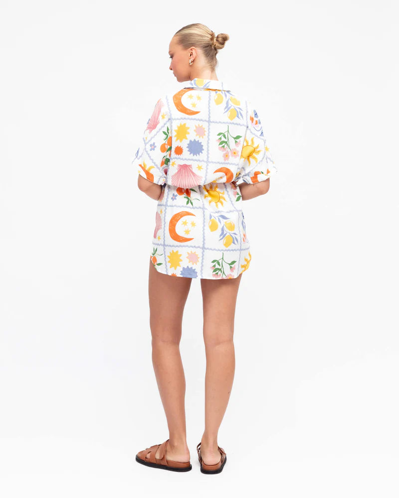 Costa Mini Dress from Paper Heart - printed shirt dress mini length