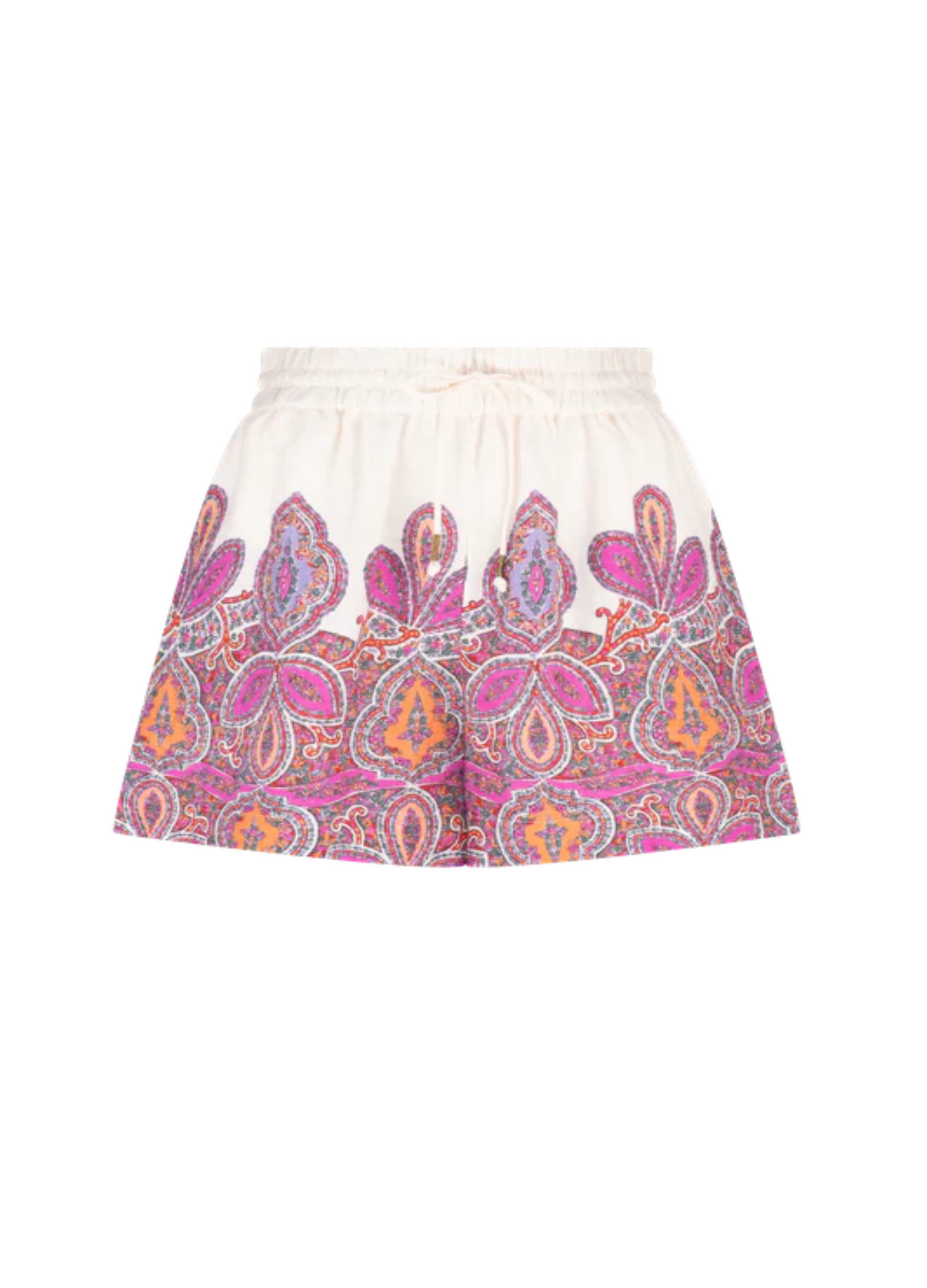 Shorts with white base and pink paisley print details from Tigerlily Australia