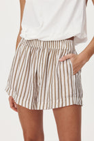 Stripe Cotton Poplin Short with elasticated waistband