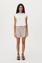 Stripe Cotton Poplin Short with elasticated waistband