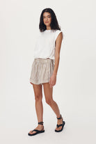 Stripe Cotton Poplin Short with elasticated waistband