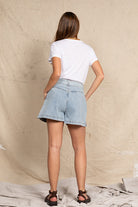 Light Blue Tailored Patch Pocket Short